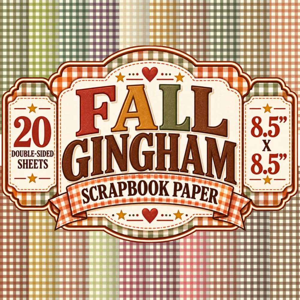 ler totalmente Fall Gingham Scrapbook Paper: 8.5" x 8.5" 20 Double-Sided Sheet 20 Designs Decorative Craft Paper with Classic Checkered Patterns in Rust, Olive... Journals, Card Making, Decoupage & Collage
