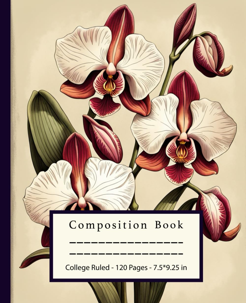 Composition Notebook College Ruled: Fantastic Vintage Orchid Flower Design| Antique Botanical Illustration | Retro Journal Notebook | Wide Lined baixar livro de graça