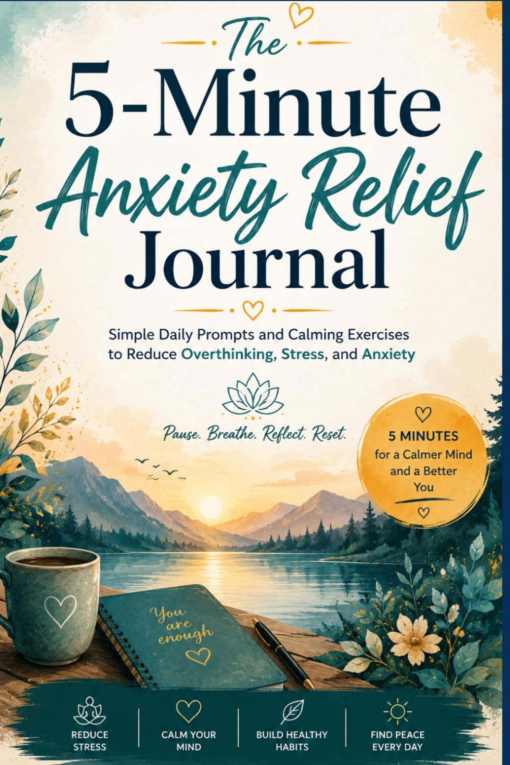 The 5-Minute Anxiety Relief Journal: Simple Daily Prompts and Calming Exercises to Reduce Overthinking, Stress, and Anxiety baixar o livro de graça