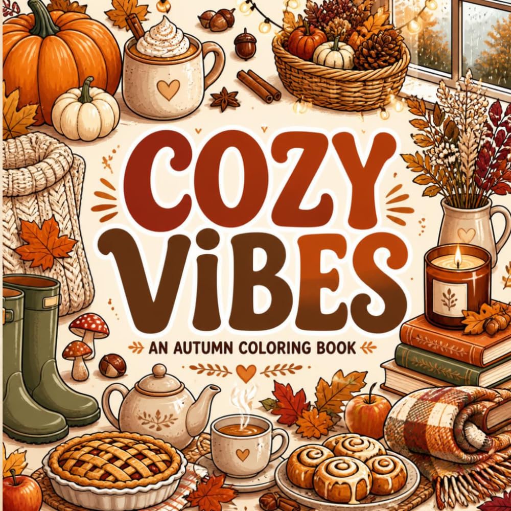 Cozy Vibes Autumn Coloring Book | Bold and Easy Coloring Book for Adults & Teens |: Pumpkins, Leaves, Cozy Scenes, and Autumn Vibes for Stress Relief and Fun baixar o livro de graça