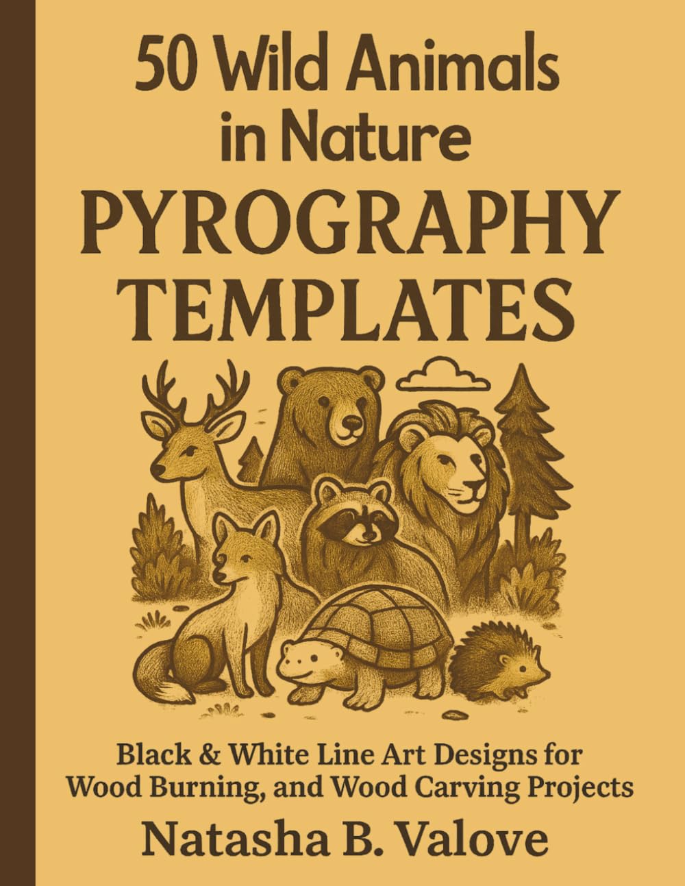 50 Wild Animals in Nature Pyrography Templates: Black & White Line Art Designs for Wood Burning, Stenciling, and Wood Carving Projects baixar o livro de graça