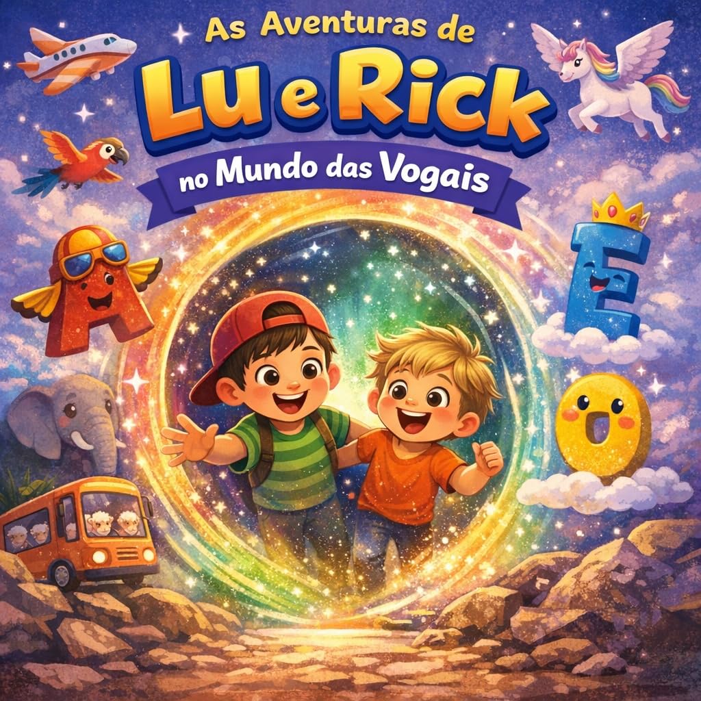 capítulo por capítulo baixar As Aventuras de Lu e Rick no Mundo das Vogais: Aprendendo as Vogais de Forma Mágica e Divertida