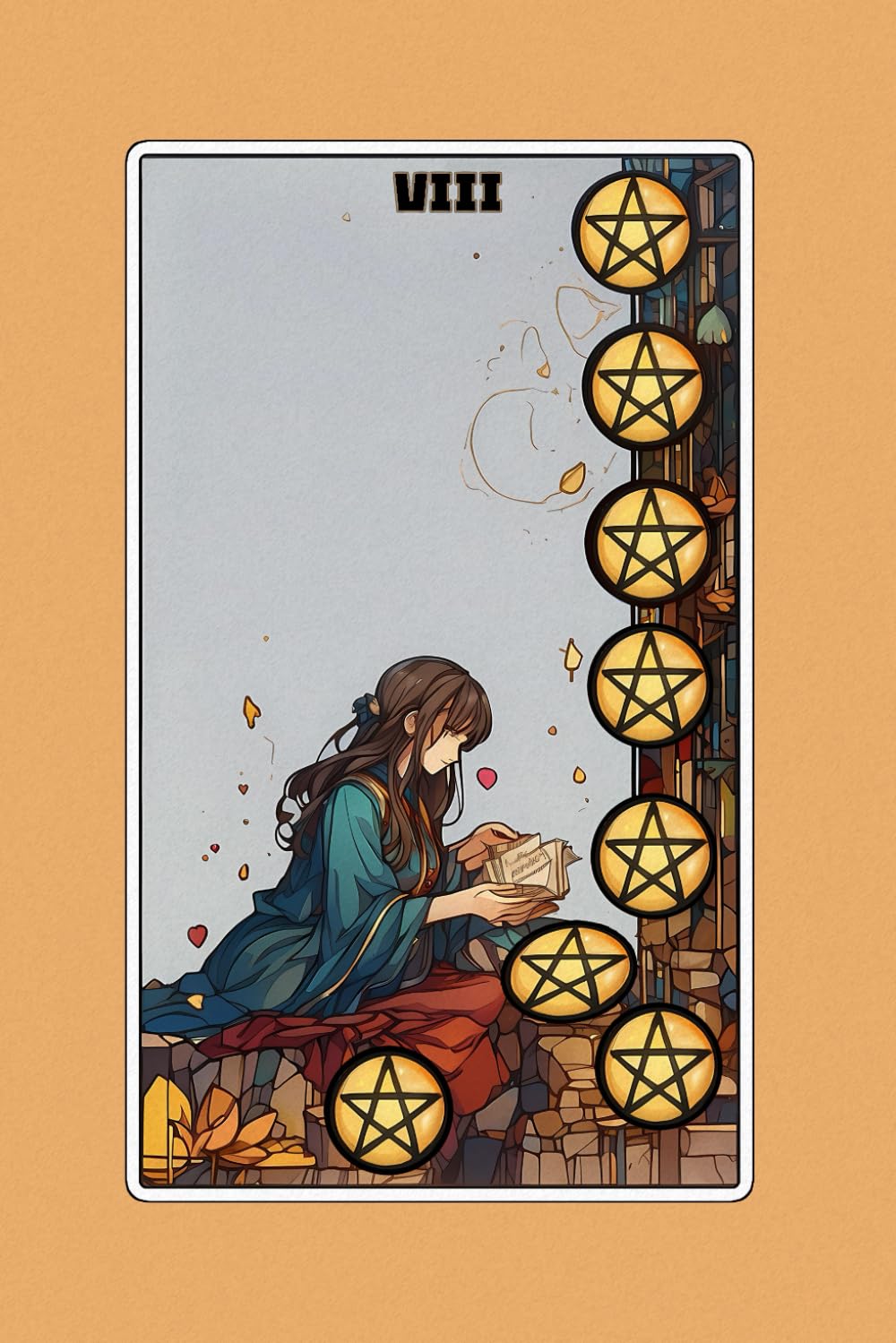 Eight of Pentacles - Tarot Card Notebook - Card No.76 (Color Ed.): A5 Ruled Lined Tarot Journal Diary Sketchbook Notebook - Eight of Pentacles (Diligence and Craftsmanship) baixar o livro de graça