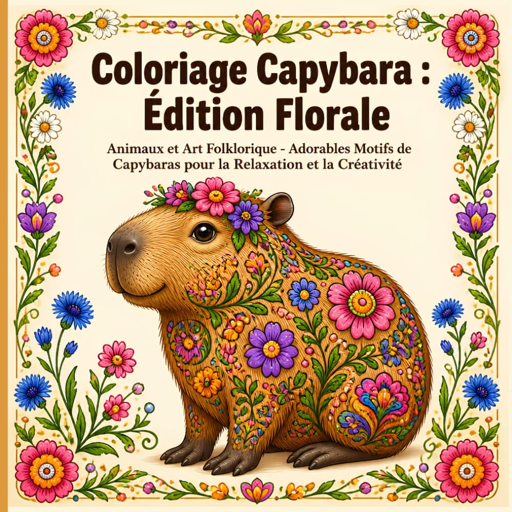 capítulo por capítulo baixar Coloriage Capybara: Édition Florale: Animaux et Art Folklorique - Adorables Motifs de Capybaras pour la Relaxation et la Créativité (French Edition)