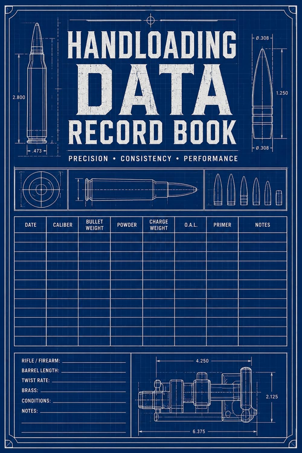 Handloading Data Record Book: Ammunition Reload Tracking Journal for Powder Charges, Bullet Details, Accuracy Testing and Range Documentation baixar livro de graça