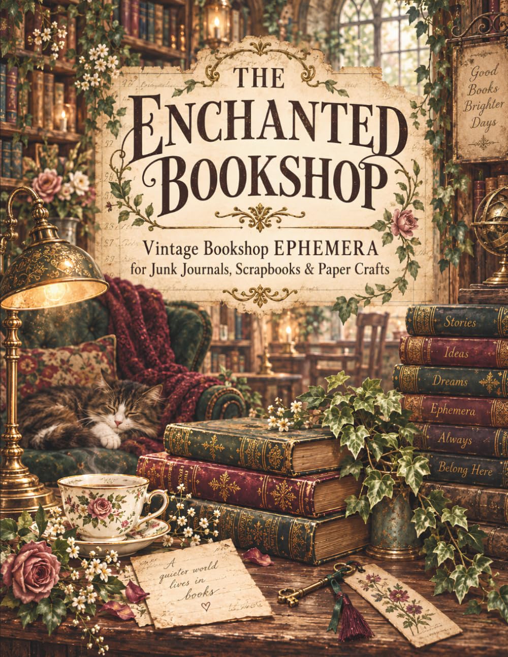 capítulo por capítulo baixar The Enchanted Bookshop: Vintage Bookshop Ephemera Collection with Bookmarks, Tags, Labels, Fussy Cuts, Journaling Cards, Background Papers, Cozy Literary Clipart and Junk Journal Pieces