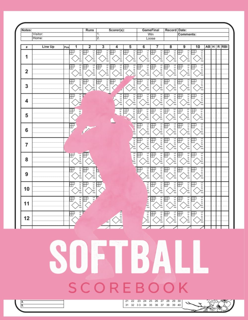 ler totalmente softball scorebook pink: Scorekeeping Logbook for Fastpitch & Slowpitch Games – 110 Pages, 8.5x11” Softball Stats Record Notebook