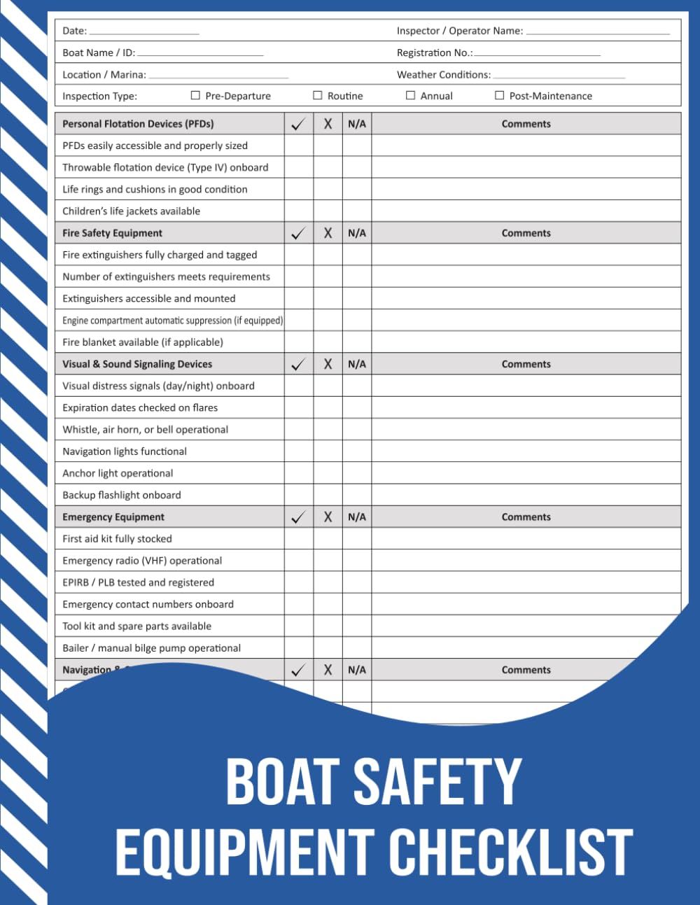 Boat Safety Equipment Checklist: Pre-Departure, Routine, and Annual Vessel Inspection Record. baixar o livro de graça
