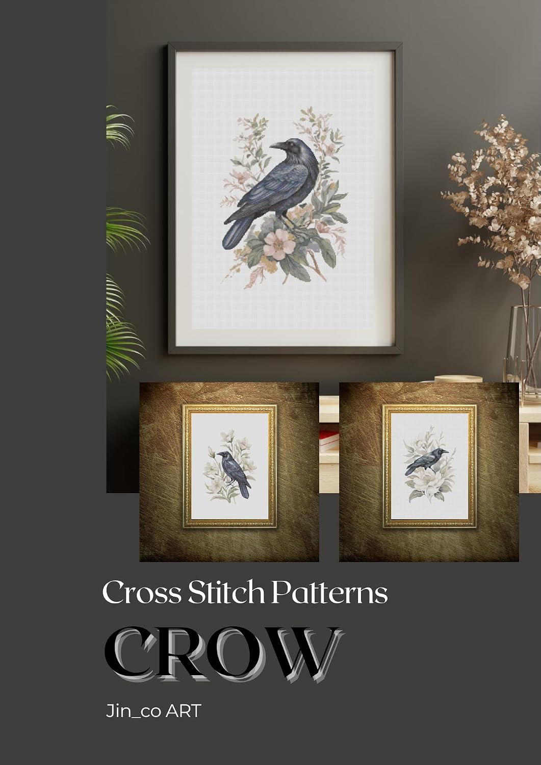 Cross Stitch Patterns -Crow A- Crow & Flowers: Mystery of Black (Birds Book 1) (English Edition) baixar livro de graça