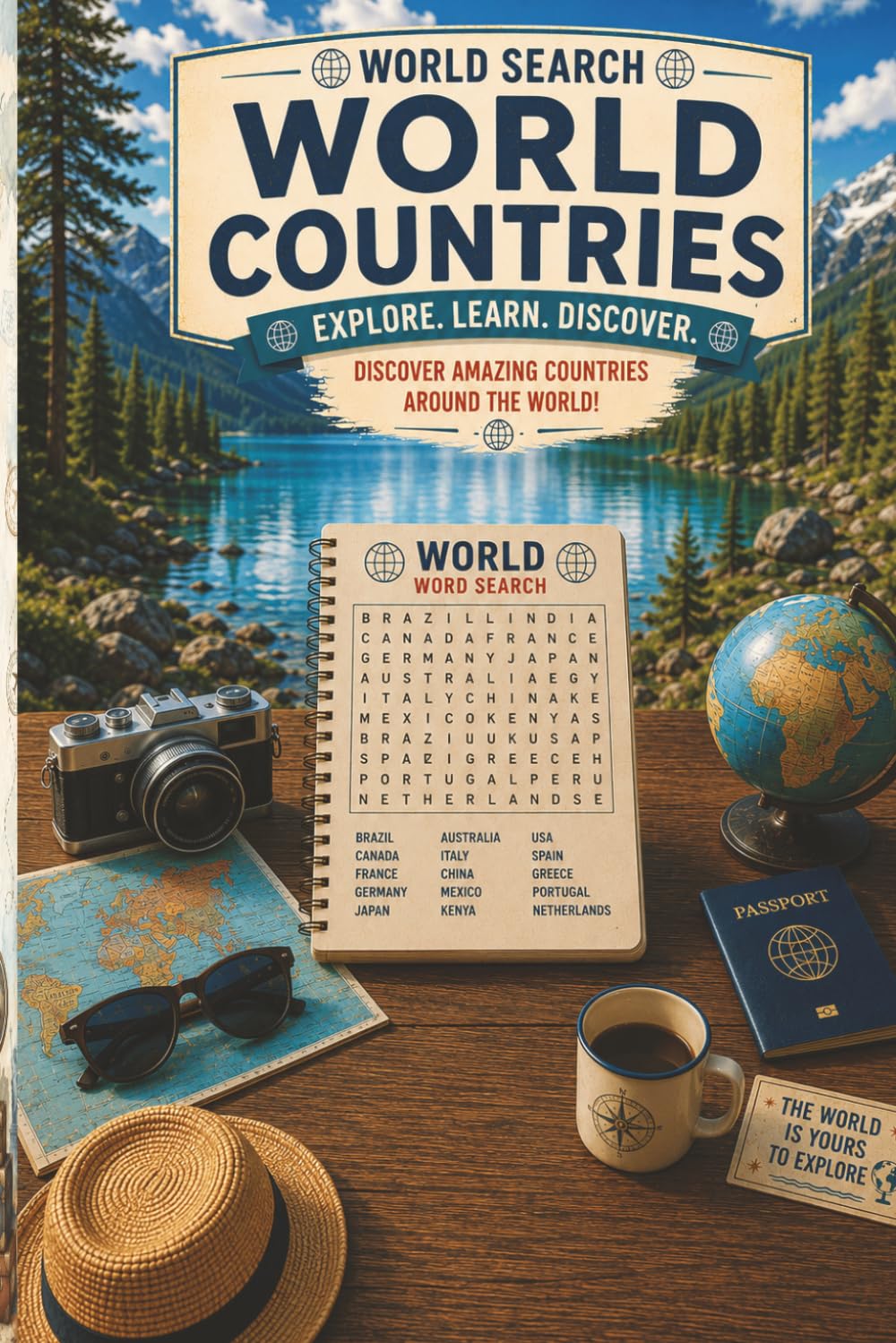 ler totalmente The World Countries Word Search. Easy to read. Challenge yor Brain.: Discover Countries Across the Globe with Fun and Challenging Word Search Puzzles!... Gift for Travel Lovers (Portuguese Edition)