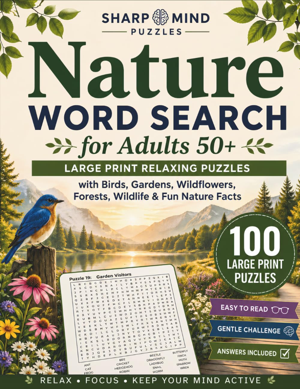 ler totalmente Nature Word Search for Adults 50+: Large Print Relaxing Puzzles with Birds, Gardens, Wildflowers, Forests, Wildlife & Fun Nature Facts