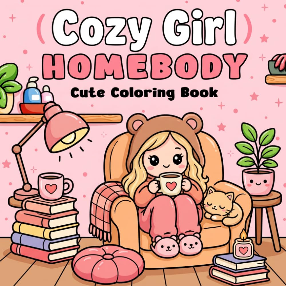 capítulo por capítulo baixar Cozy Girl Homebody Cute Coloring Book: Bold and Easy Coloring Pages for Adults and Teens - 40 Bold, Simple Homebody Scenes, Self-Care Moments and Cozy... Stress Relief (Cute and Cozy Coloring Books)