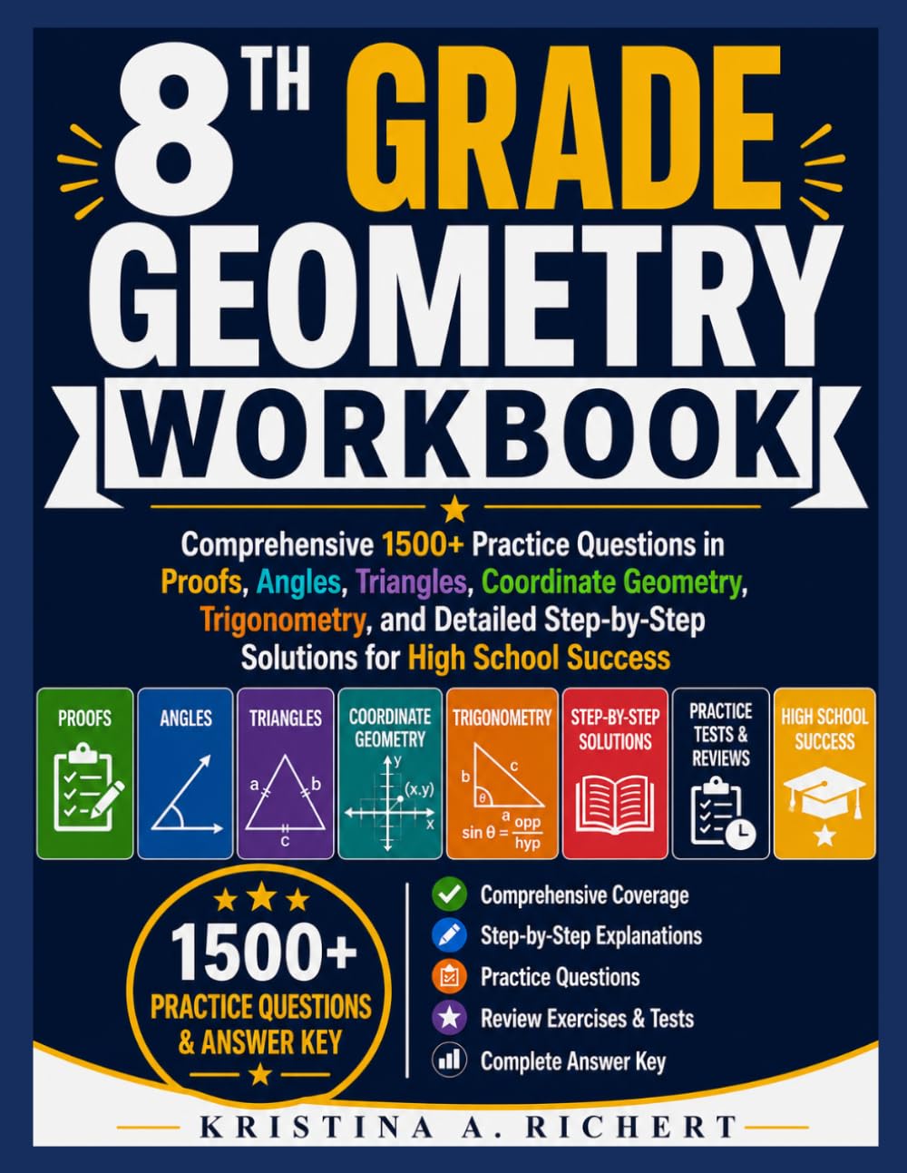 ler totalmente 8th Grade GEOMETRY WORKBOOK: Comprehensive Practice Problems, Proof Writing, Angles, Triangles, Coordinate Geometry, Transformations, Trigonometry,... Explanations (Bright Minds Workbook Series)