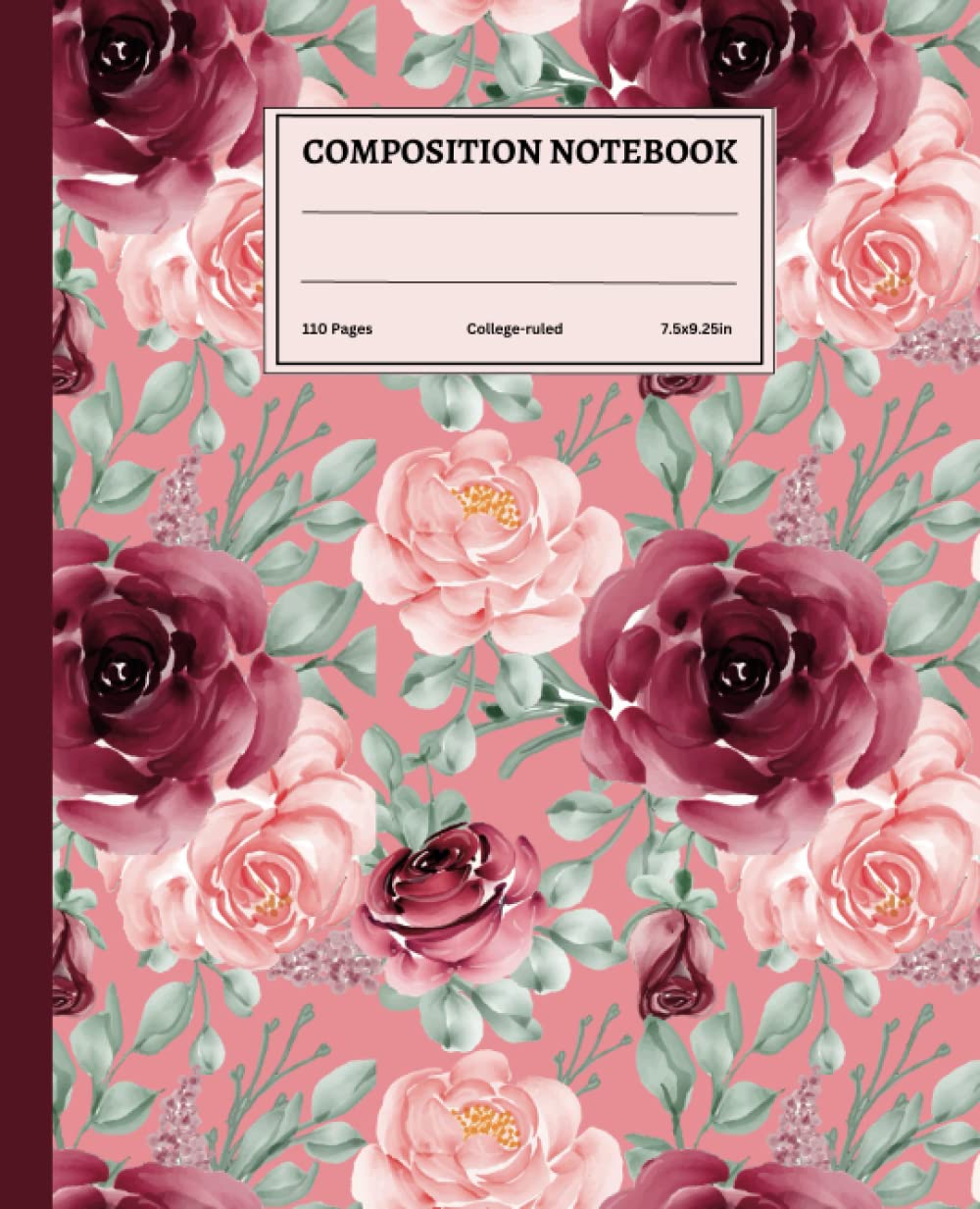 ler totalmente Composition Notebook College Ruled: Floral Pink Vintage Botanical Illustration | Cute Garden Aesthetic Journal For Girls,Teens,Women | 110Pages - 7.5"x9.25Inches