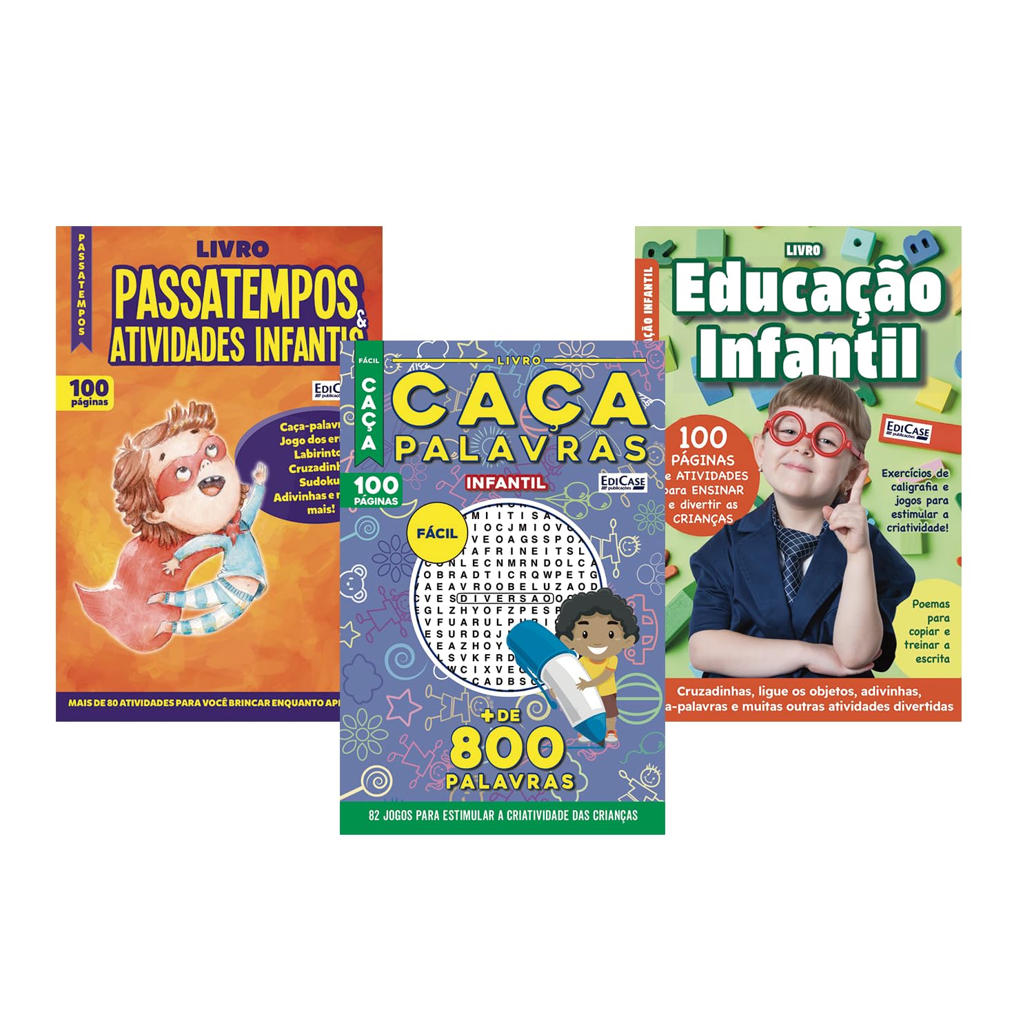 Kit 3 Livros Infantis Ed.3: Caça-Palavras, Passatempos e Atividades e Aprenda Brincando baixar o livro de graça