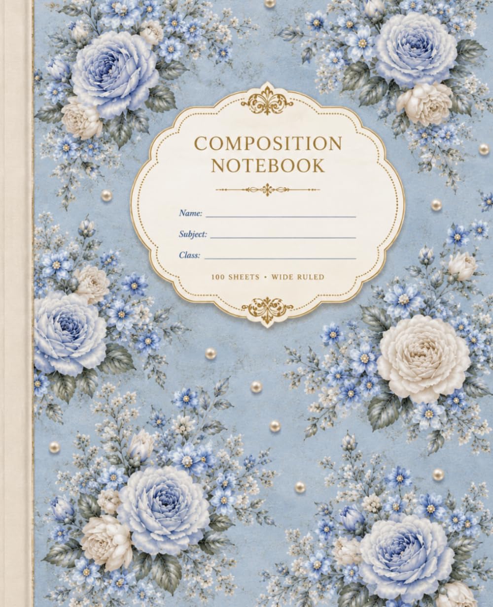 capítulo por capítulo baixar Cute Flowers Coquette Composition Notebook: Aesthetic Pastel Blue Vintage Roses, Prepy Wide Ruled Lined Journal for Girls School and Work, 7.5X9.25 Inches