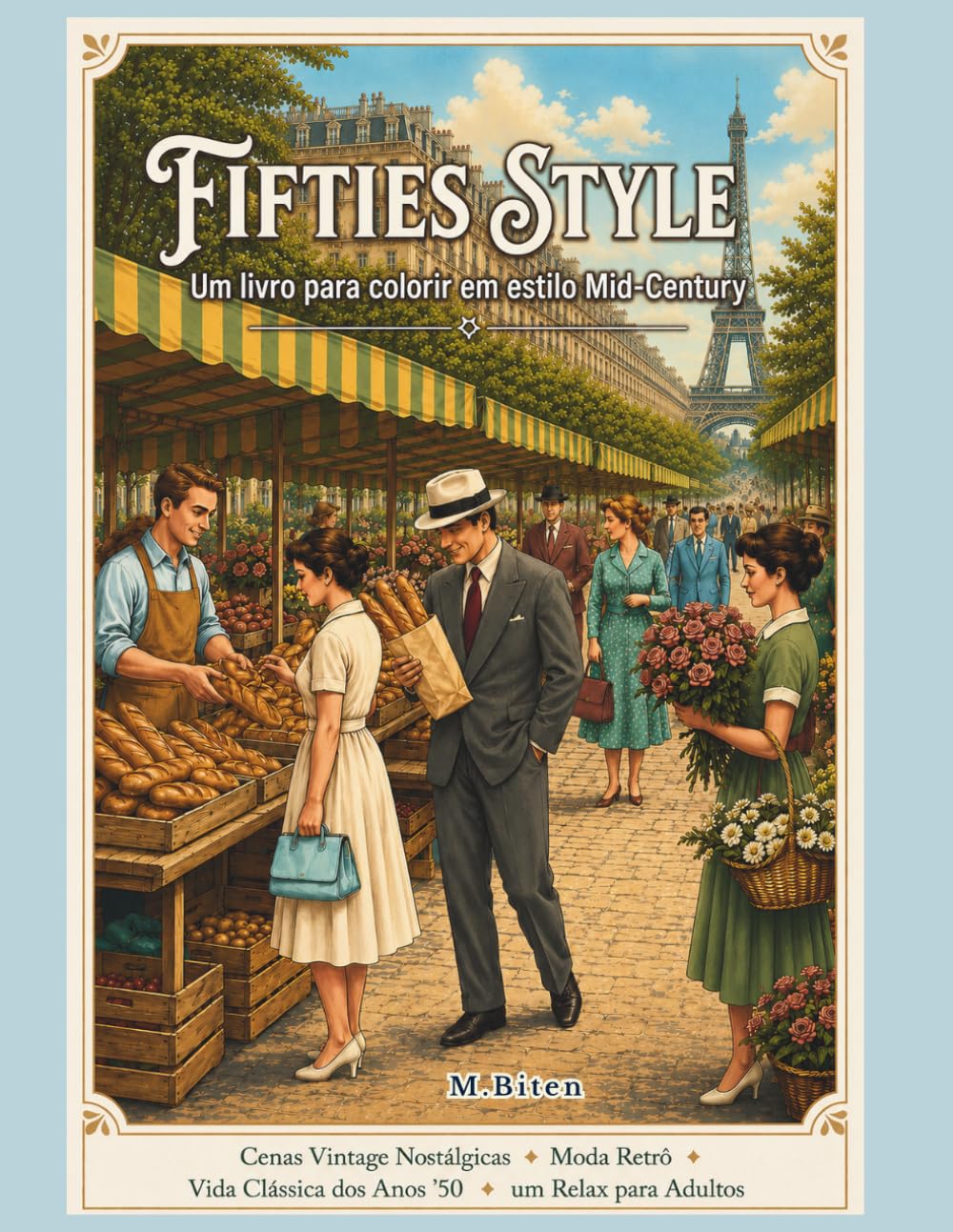 FIFTIES STYLE - Um livro para colorir no estilo Mid-Century: 40 ilustrações vintage inspiradas na moda dos anos 50, na vida retrô e no design Mid-Century - adolescentes e adultos (Portuguese Edition) baixar o livro de graça