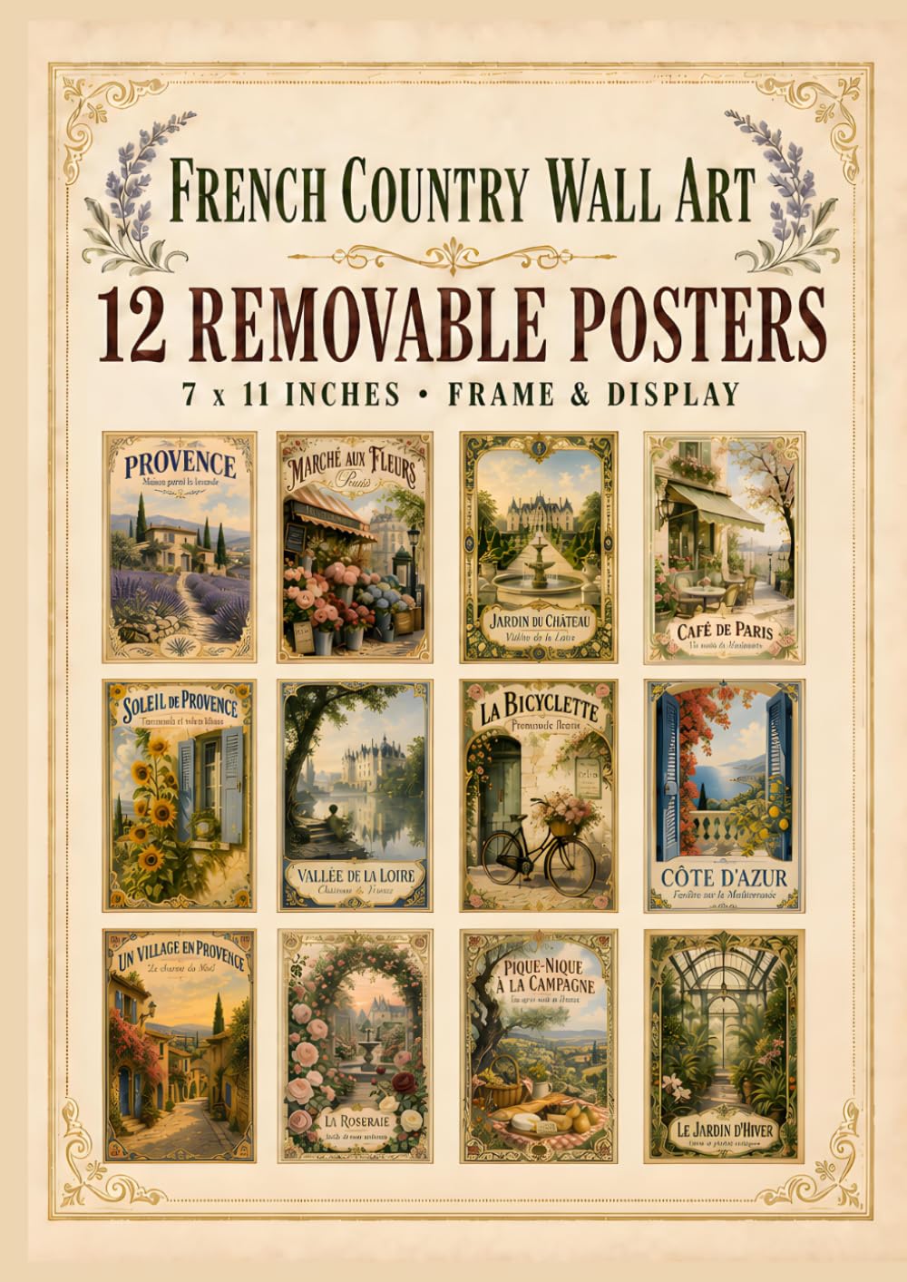 French Country Wall Art: 12 Removable Posters: Vintage Provence & French Countryside Prints | 7 x 11 Inch Posters to Frame and Display baixar livro de graça