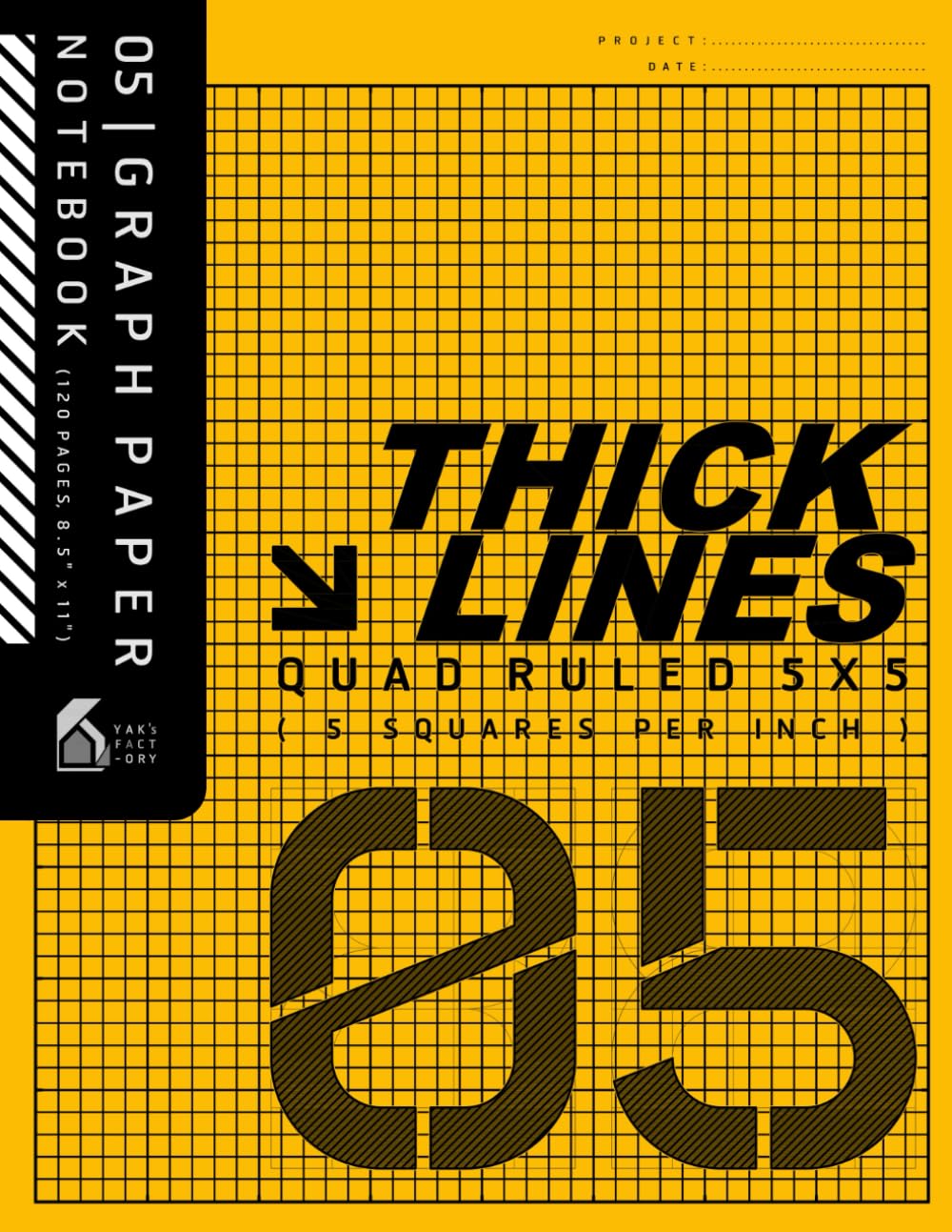 ler totalmente Thick Lines Graph Paper Notebook – Quad Ruled 5x5: 5 Squares Per Inch Thick Squared Grid Paper for Math, Engineering, Design & School Use | 120 Pages | Yellow Cover