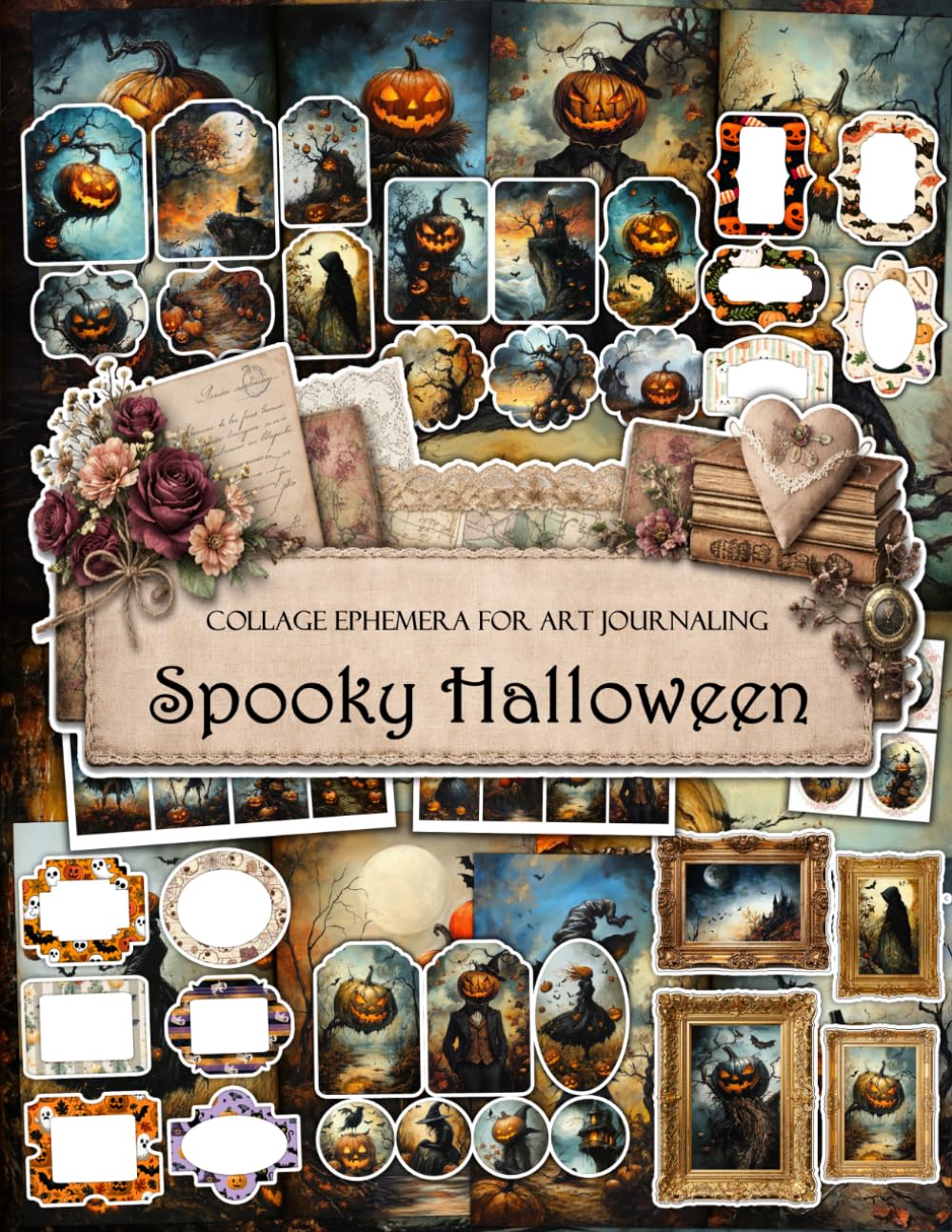 ler totalmente Spooky Halloween Ephemera Book: Junk Journal Papers, ATC Cards, Tags, Labels & Cut-Out Elements for Scrapbooking, Collage Art and Paper Crafts