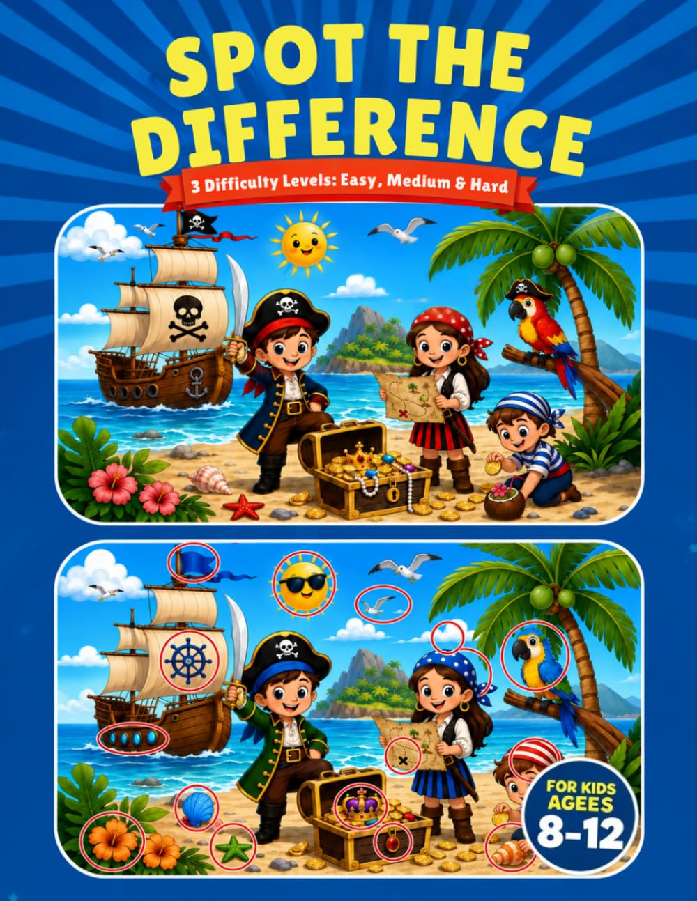 Spot the Difference Book for Kids ages 8-12: Fun & Brain-Teasing Picture Puzzles with 3 Difficulty Levels (Easy, Medium, Hard) to Boost Focus and Concentration (French Edition) baixar livro de graça