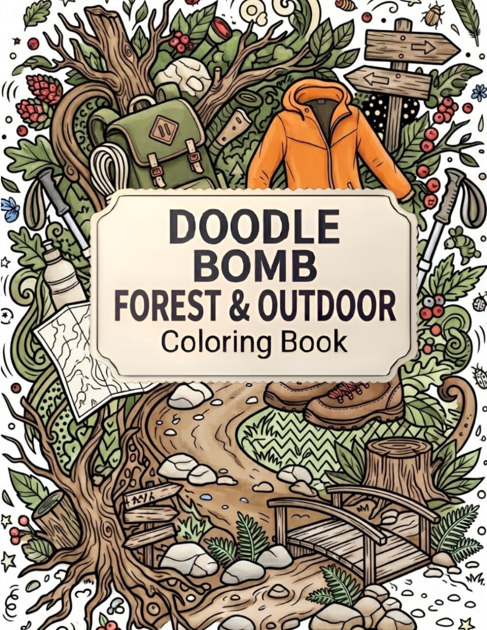 capítulo por capítulo baixar Doodle Bomb: Forest & Outdoor Coloring Book for Teens and Adults: Detailed and stress relief pages - camping, hiking, animals, lakes, cabins & more