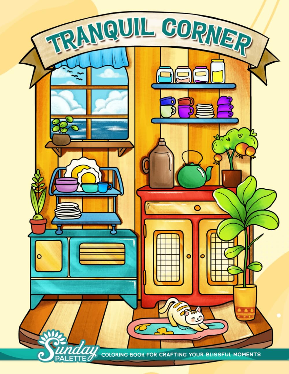 ler totalmente Tranquil Corner: Adult Coloring Book with Calm, Cozy, and Serene Places for Relaxation and Stress Relief