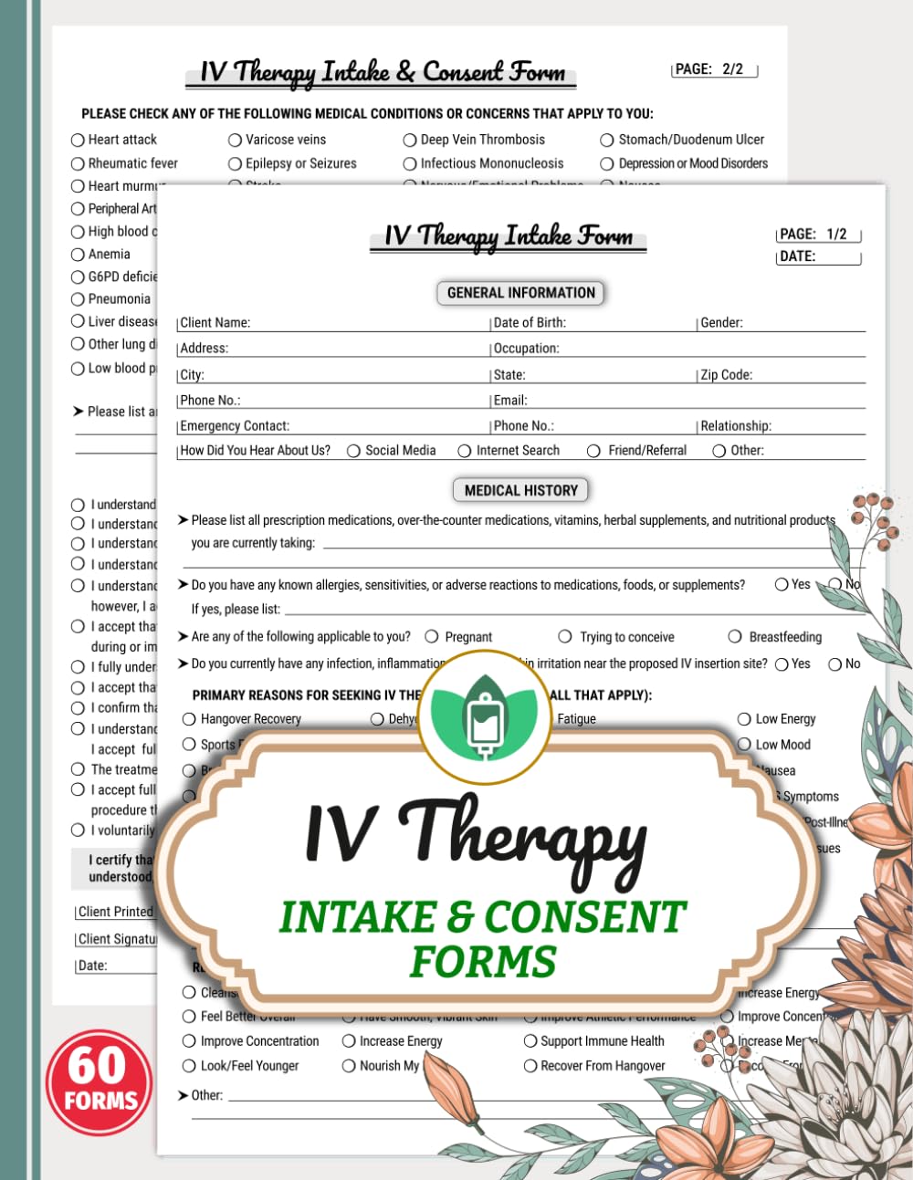 capítulo por capítulo baixar IV Therapy Intake & Consent Forms: Intravenous Therapy Client Consultation Log | Track Medical History, Medications, Allergies, Wellness Objectives & Treatment Authorization | 60 Forms, 120 Two-Sided