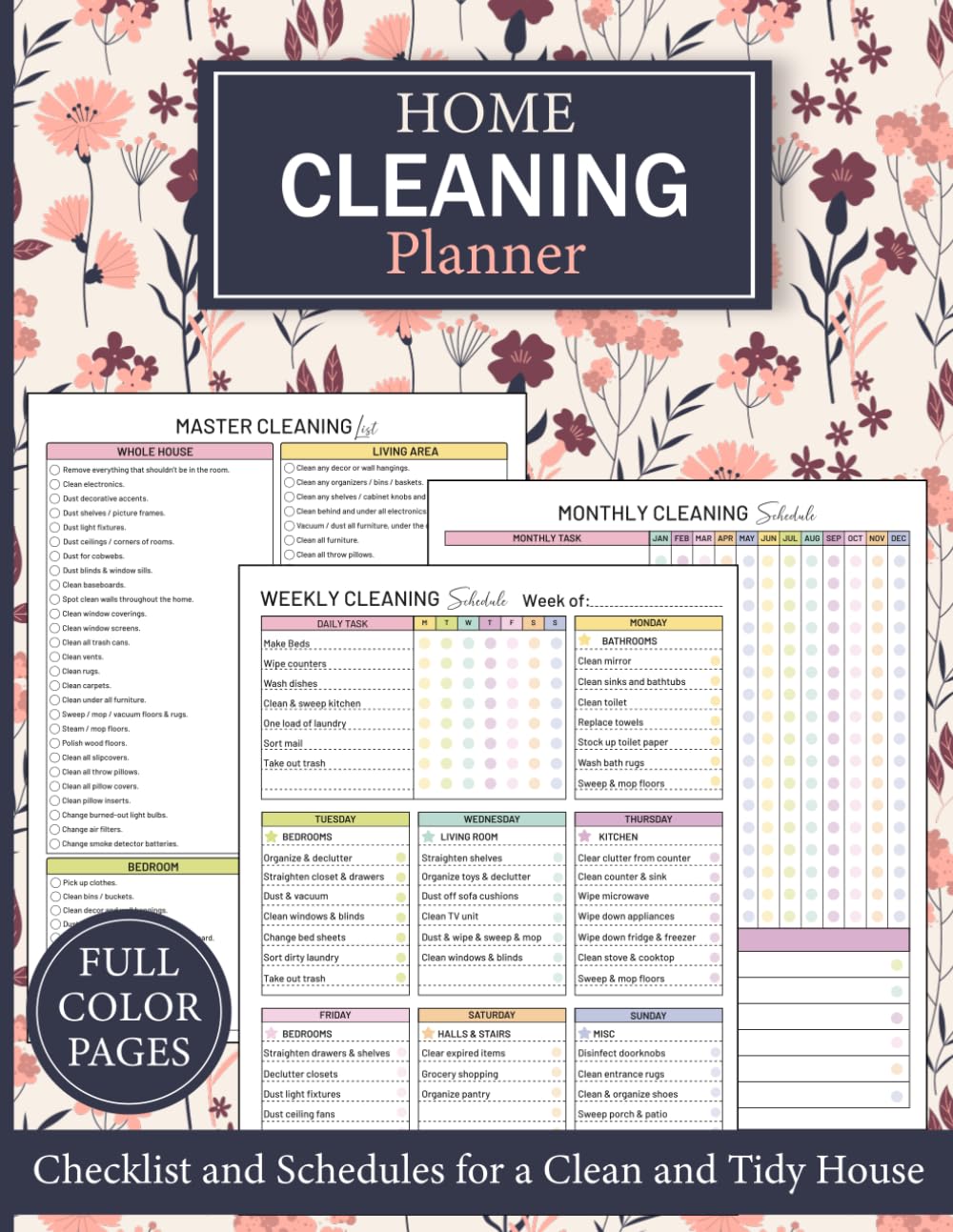 Home Cleaning Planner: Colorful 32-Week Cleaning Schedule, Guided Checklists, Organized Routines & Decluttering Plans for Stress-Free Housekeeping baixar livro de graça