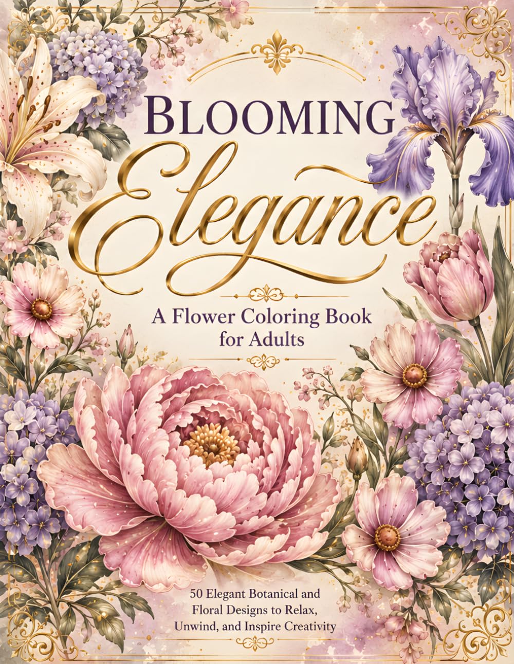 Blooming Elegance: A Flower Coloring Book for Adults: 50 Elegant Botanical and Floral Designs to Relax, Unwind, and Inspire Creativity baixar o livro de graça