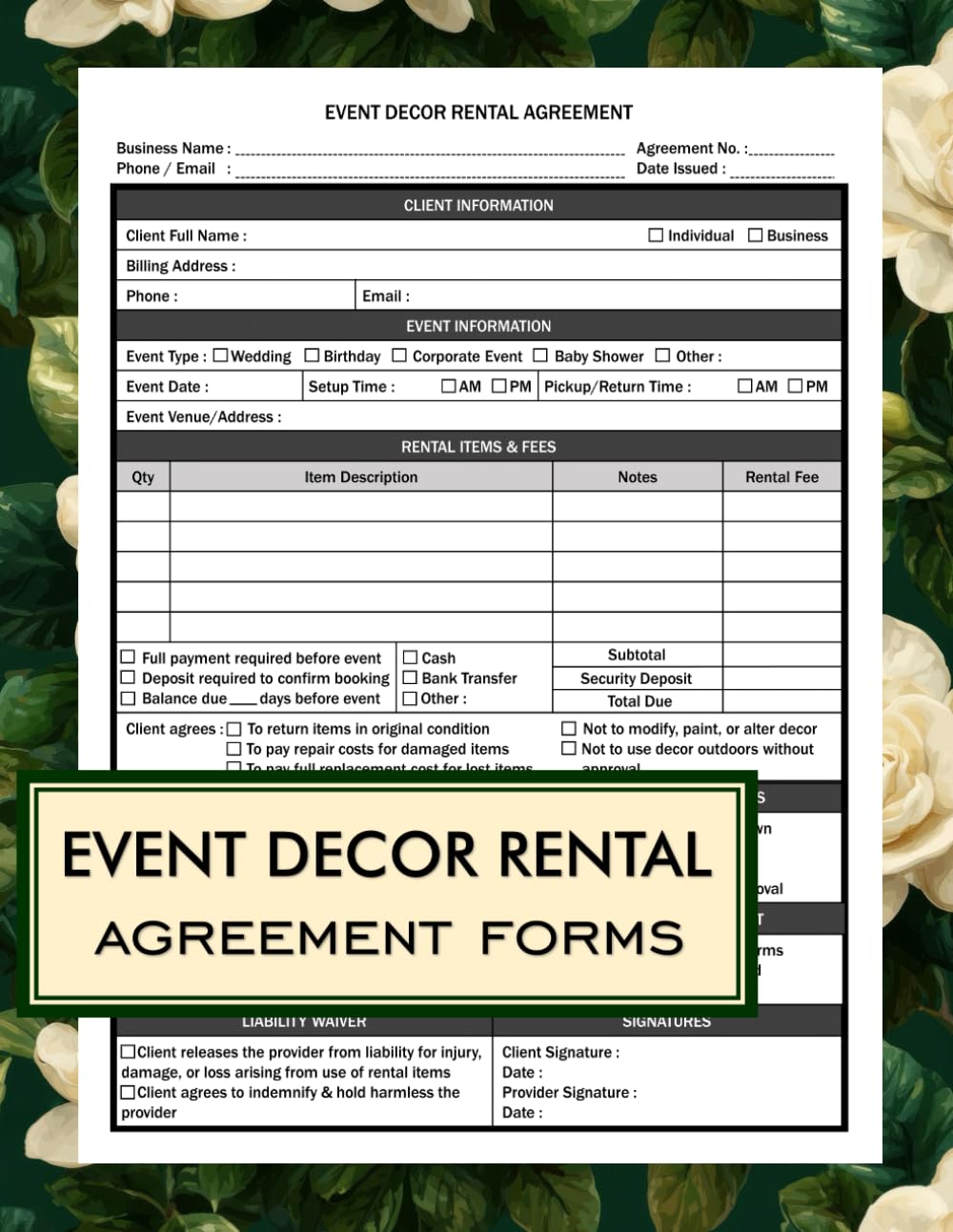 capítulo por capítulo baixar Event Decor Rental Agreement Forms Book: Professional Contracts, Terms & Conditions, Liability, Payment & Signature Forms For Event Decor, Wedding &... Event / Party Decoration Rental Contract Form