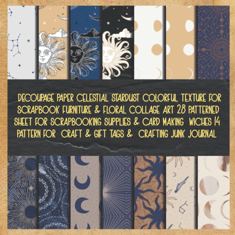 decoupage paper celestial stardust colorful texture for scrapbook furniture & floral collage art 28 patterned sheet for scrapbooking supplies & card... craft & gift tags & crafting junk journal baixar livro de graça