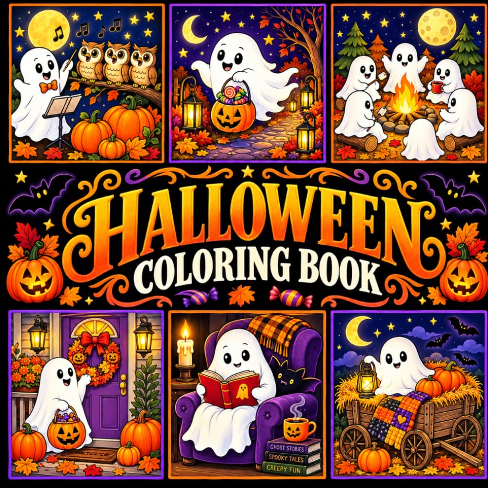 HALLOWEEN BOLD and EASY COLORING BOOK for ADULTS and KIDS - Spooky Relaxation and Stress Relief: Spooky Creepy Cute Halloween Coloring Book with 45 Cozy Unique Designs baixar o livro de graça