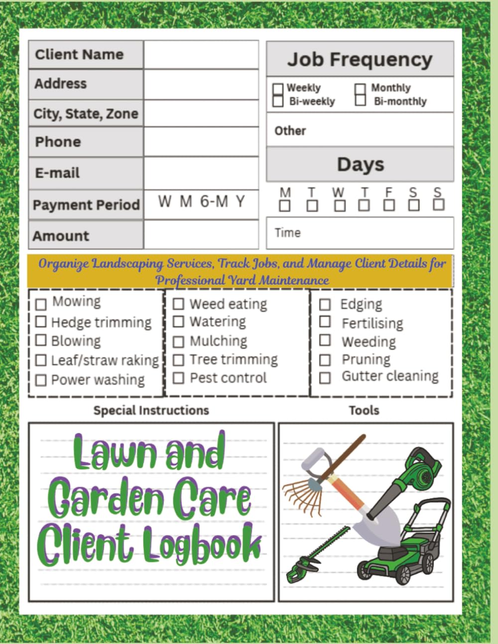 Lawn & Garden Care Client Log Book: Organize Landscaping Services, Track Jobs, and Manage Client Details for Professional Yard Maintenance baixar livro de graça