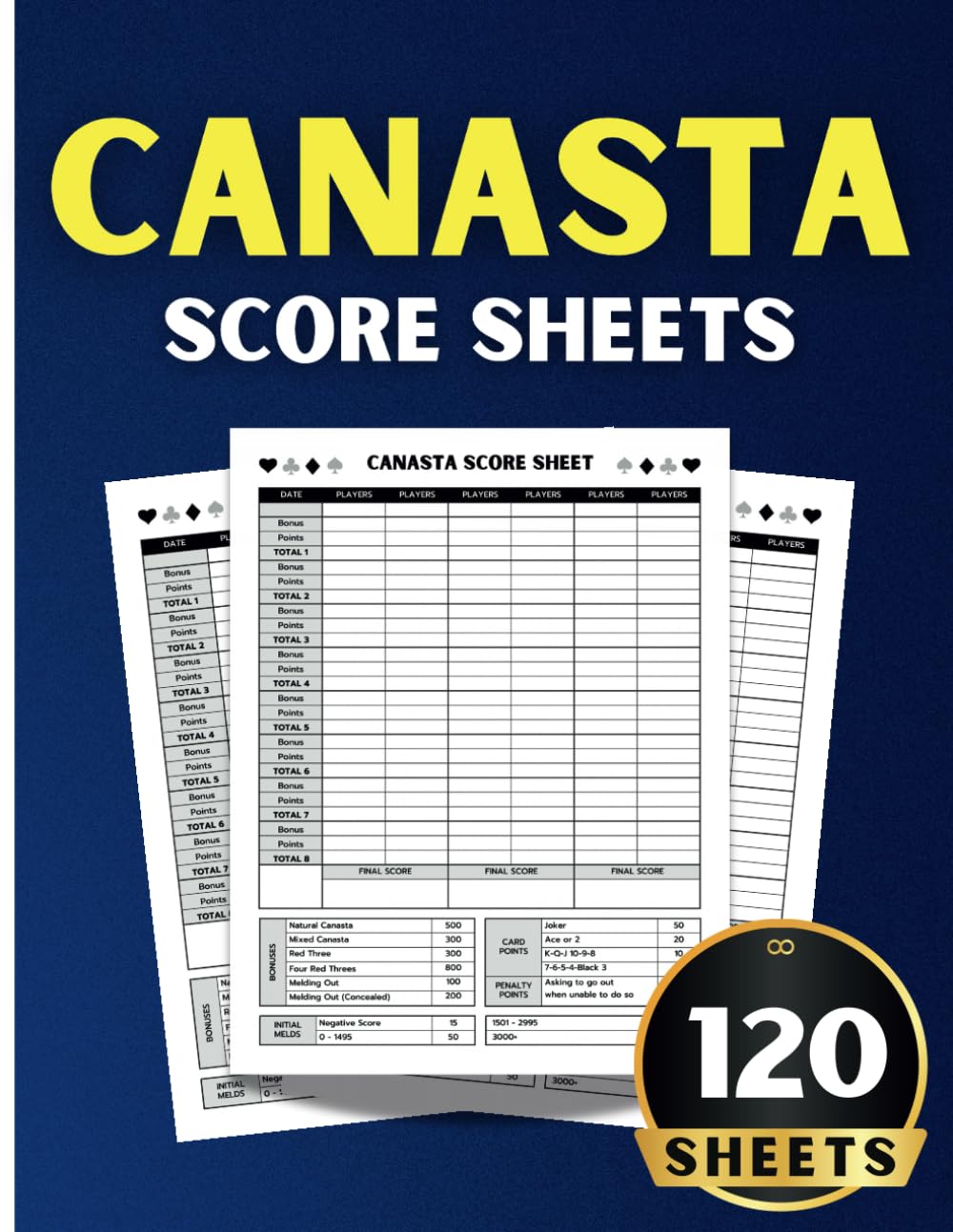 capítulo por capítulo baixar Canasta Score Sheets: 120 Score Pads for Scorekeeping, Large Print Canasta Card Game Tracker with Size 8.5 x 11" Inches