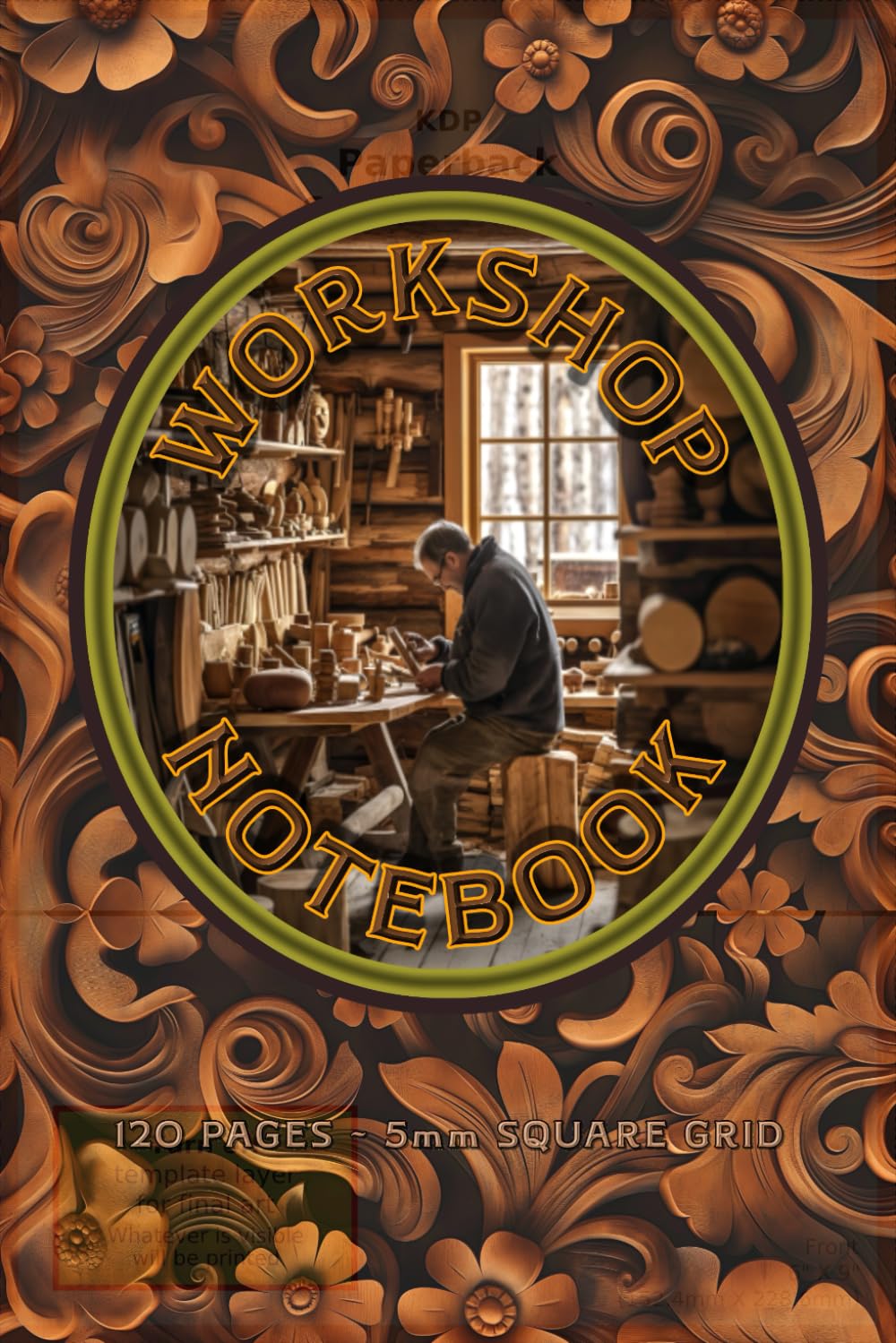 Workshop Notebook: 120 pages. 6” x 9”. Paperback. Cover- Intricate carved wood background with workshop scenes on front and back covers. Interior - 5mm Square Grid. baixar livro de graça