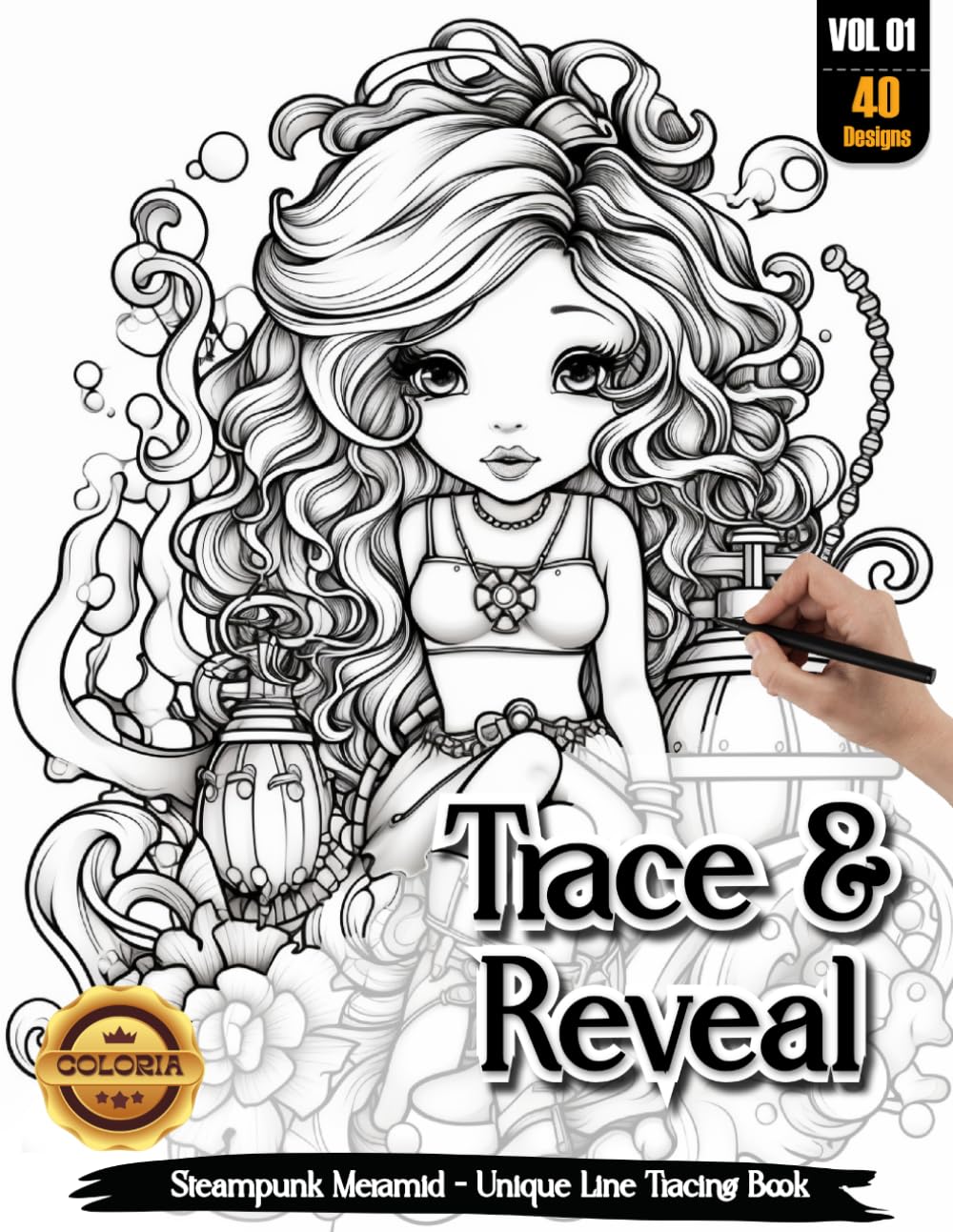 Coloria-Ink Tracing Book: Trace and Reveal | Stunning Steampunk Mermaid Designs for Creative Relaxation | Reverse Coloring & Ink Tracing Book for... | Perfect Gift for Fantasy & Mermaid (Vol-01) baixar livro de graça