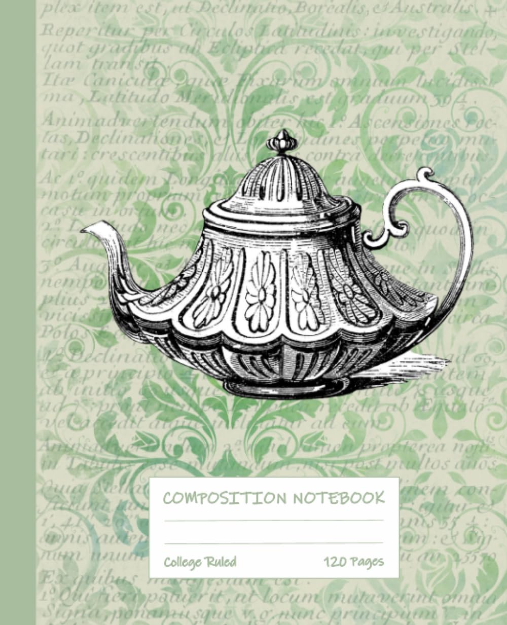 ler totalmente Vintage Composition Notebook, College Ruled, pretty teapot green, 7.5 x 9.25 inches: Elegant Notebook for Woman, Teens and Adults, 120 pages, great gift