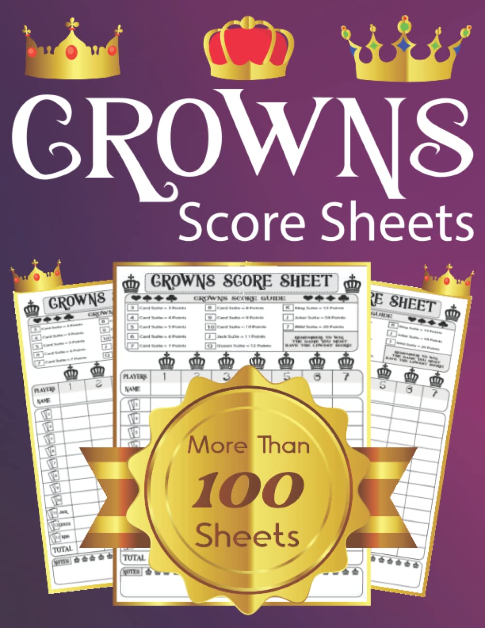 ler totalmente Crowns Score Sheets: Simple Crowns Score Board Game Pads/ 118 Pages Crown Score Cards for Scorekeepers and Crown Lovers/ Dark Purple Sparkle Background