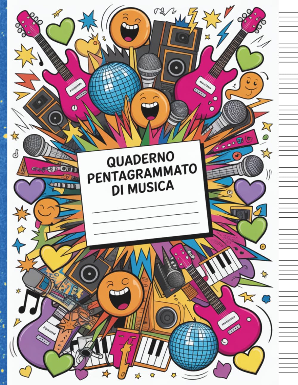 ler totalmente Quaderno Pentagrammato di Musica: 110 Pagine di Pentagramma | 12 Righi per Pagina | Formato Grande A4 | Stile Rock