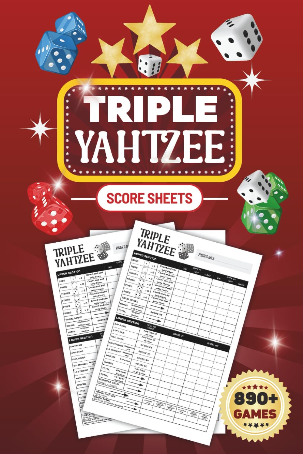 ler totalmente Triple Yahtzee Score Sheets: 150-Page, 6x9" Large-Print Scoring Pages With 890+ Games