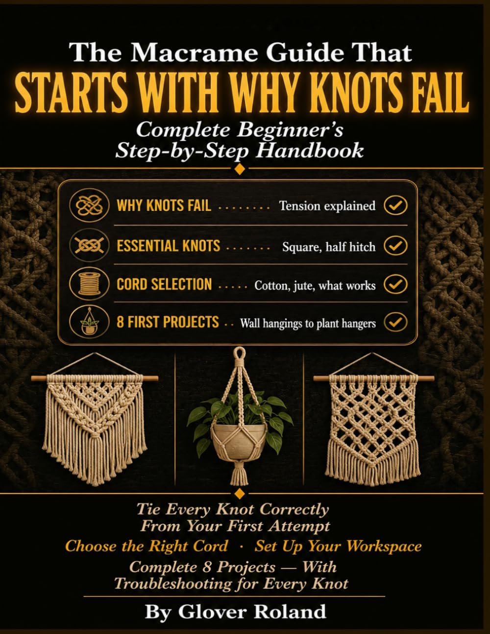 capítulo por capítulo baixar THE MACRAME GUIDE THAT STARTS WITH WHY KNOTS FAIL: Complete Beginner's Step-by-Step Handbook. How to Tie Every Essential Knot Correctly, Set Up Your Workspace, Choose the Right Cord, and Complete.