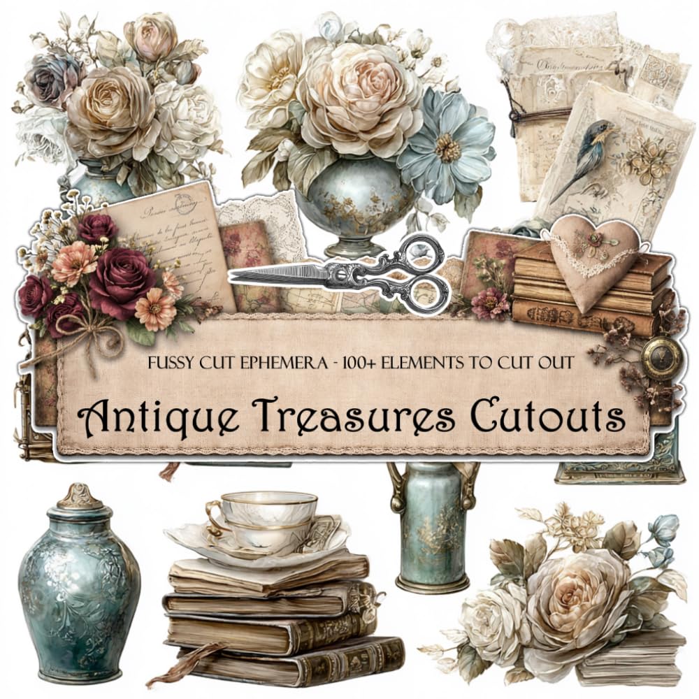 Antique Treasures Fussy Cuts: Junk Journal Supplies to Cut Out baixar o livro de graça