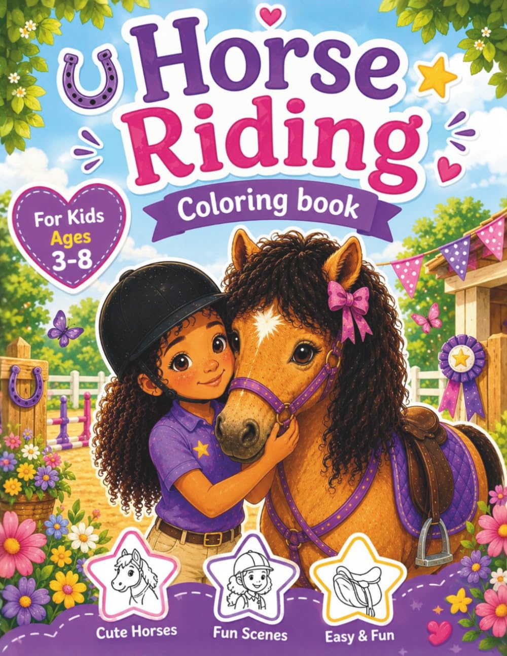 ler totalmente Horse Riding Coloring Book: 50 Cute Horse Riding Coloring Pages for Kids Ages 3-8 | Fun Pony Adventures, Stable Scenes, Saddles, and Easy Designs for Young Horse Lovers
