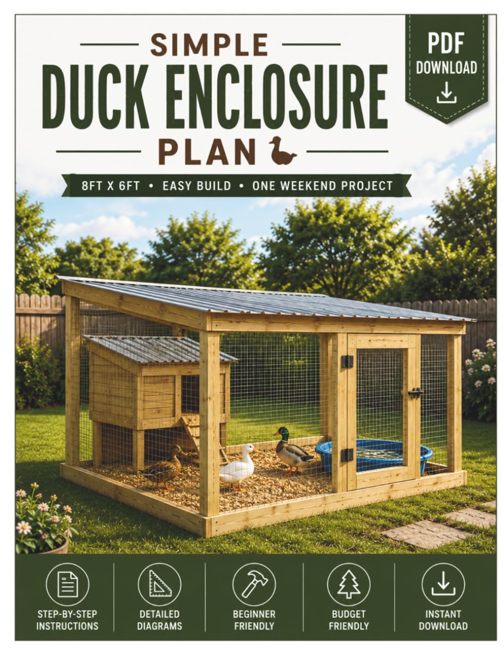 Simple Duck Enclosure Plan: 8FT x 6FT Easy Build One Weekend Project baixar livro de graça