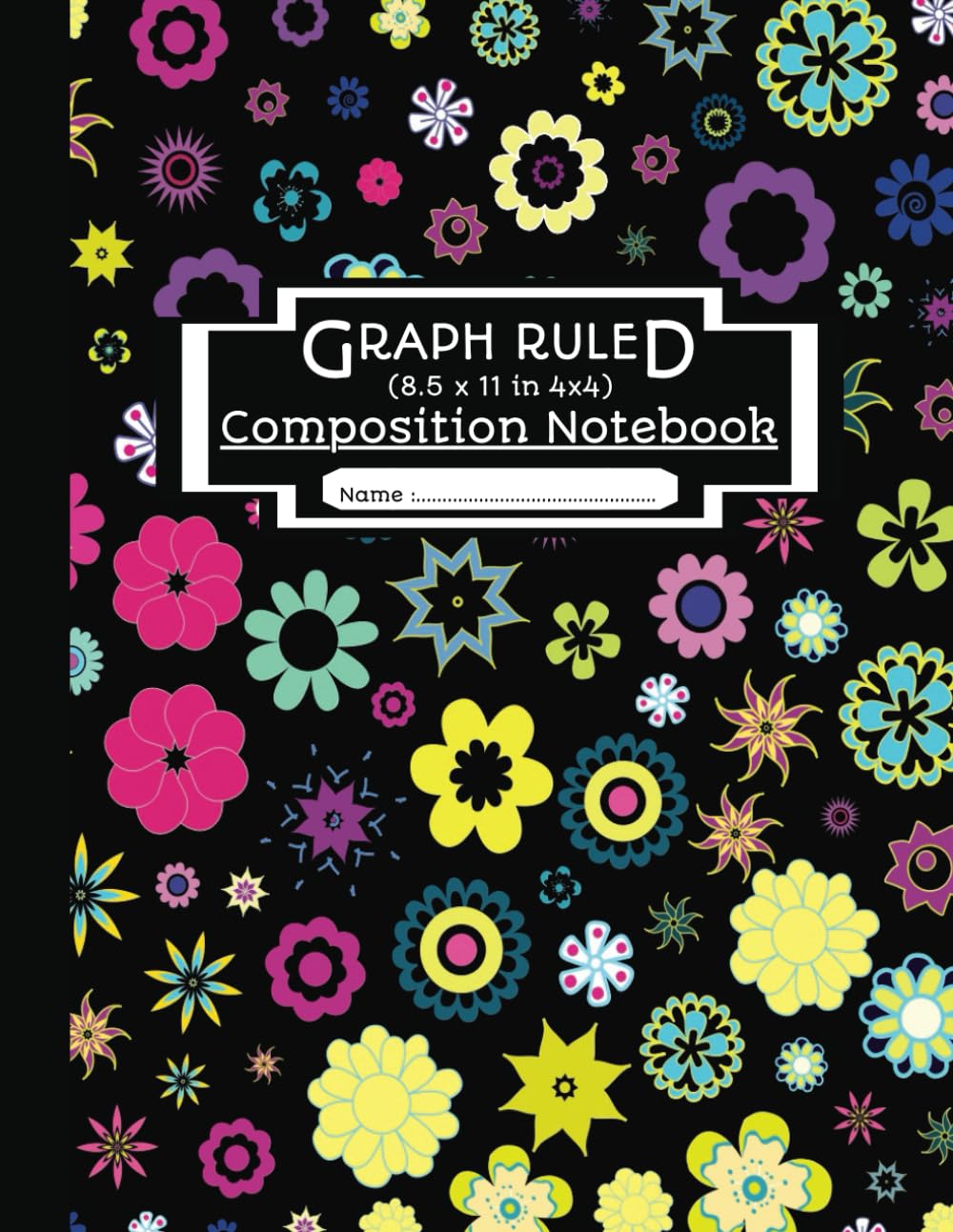 Graph Ruled Composition Notebook: Chic Planning, Designing & Drawing Grid Notebook | Quad Ruled 4x4 | Perfect For Sketching, Planning & Problem-Solving | Flowers Black BG | 110 Pages, 8.5' x 11” baixar livro de graça