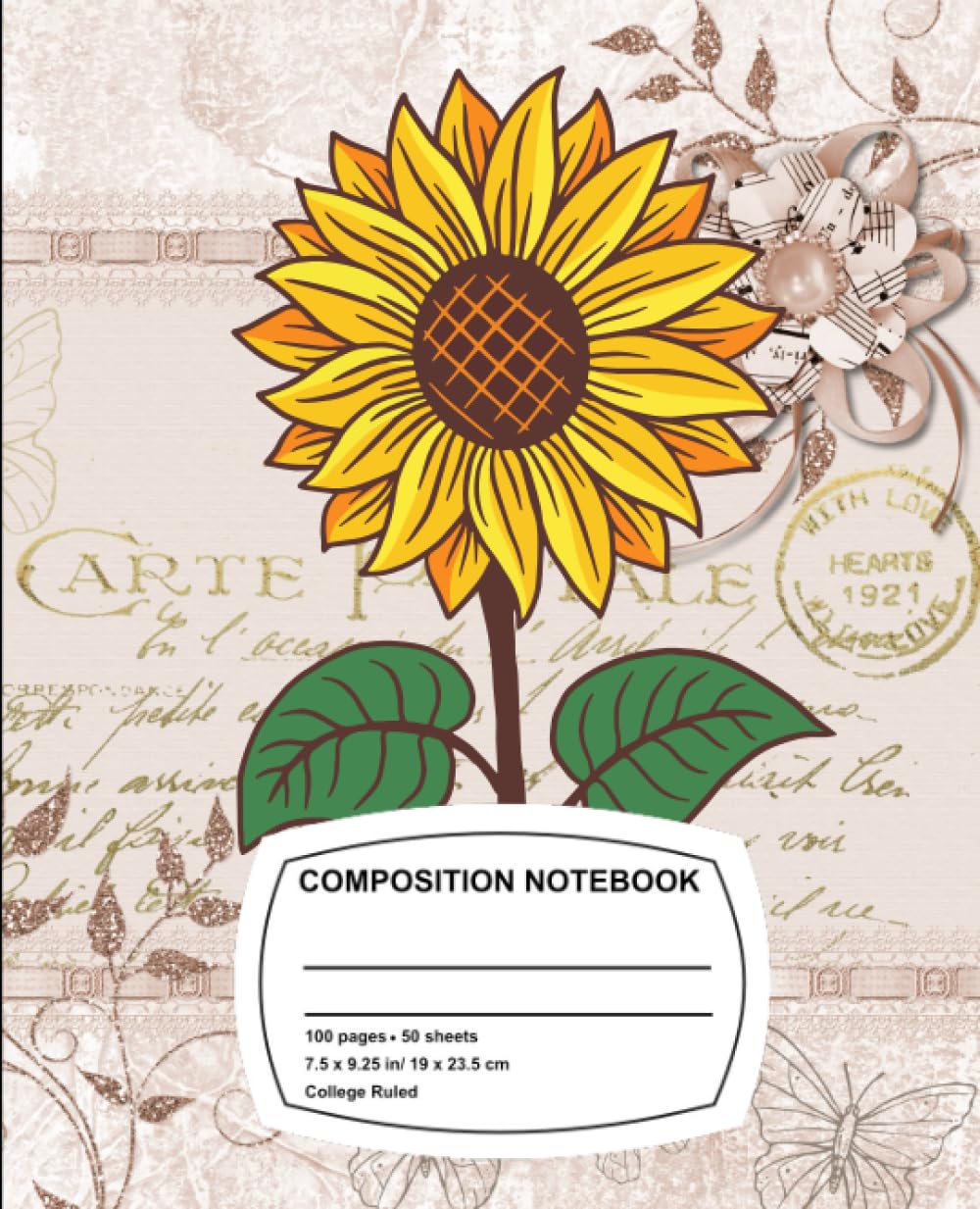 Composition Notebook College Ruled Vintage Flowers for Girls: Aesthetic Botanical Sunflower Illustration, Journal for School, College, Office or Work, Vintage Design, 7.5x9.25 100 Pages baixar livro de graça