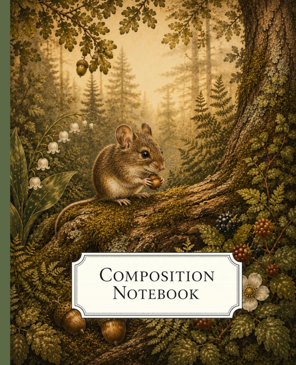 ler totalmente Composition Notebook: Vintage Botanical Mouse Illustration | Forest Stream Aesthetic | College Ruled | 7.5 × 9.25 in