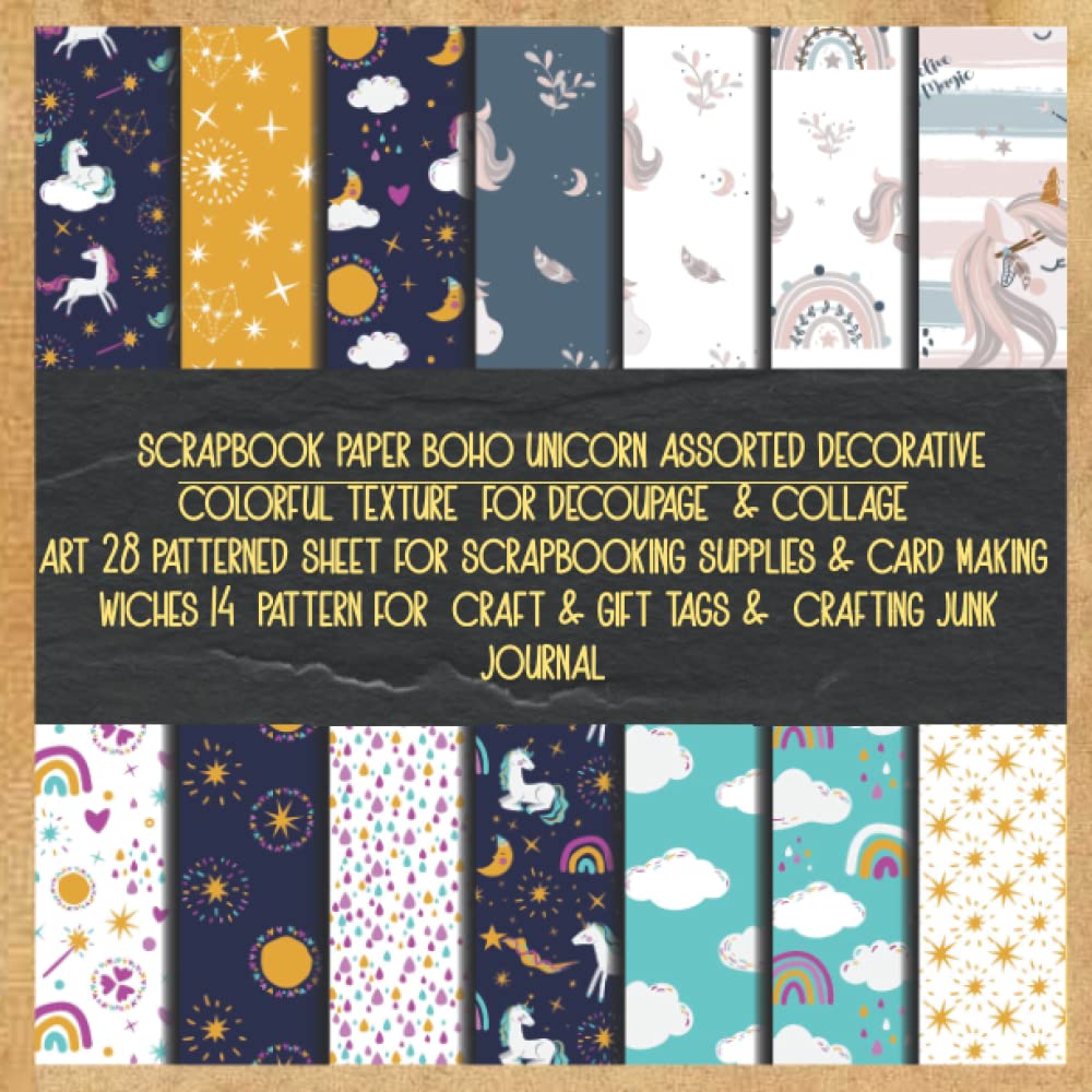 capítulo por capítulo baixar scrapbook paper boho unicorn assorted decorative colorful texture for decoupage & collage art 28 patterned sheet for scrapbooking supplies & card... craft & gift tags & crafting junk journal