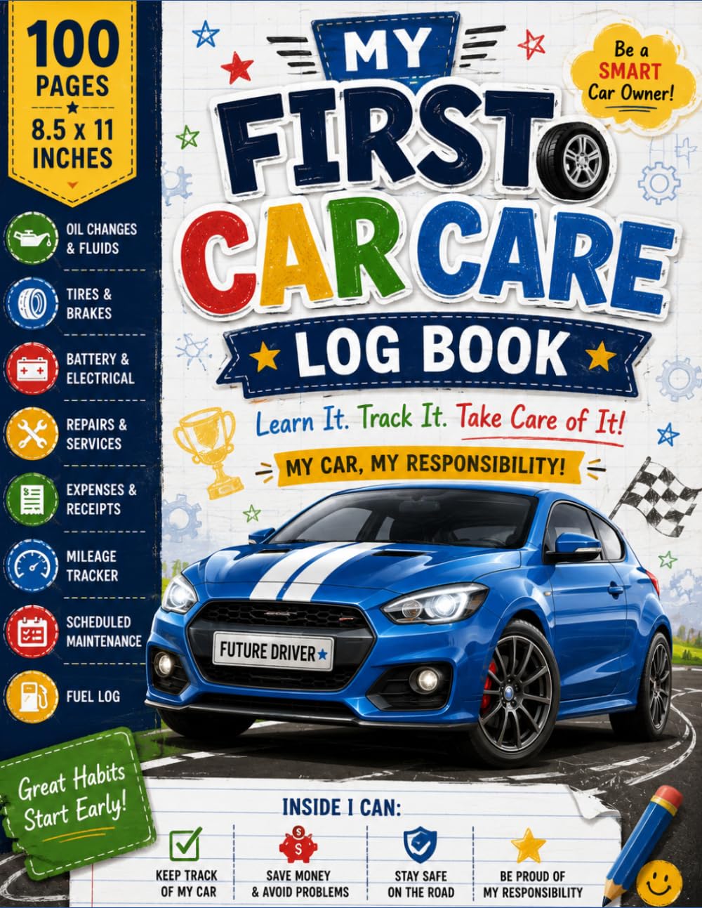 capítulo por capítulo baixar My First Car Care Log Book Vehicle Maintenance Log Book for New Drivers & First-Time Car Owners | Track Oil